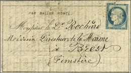 Etoile 20 / N° 37 (def) Càd PARIS / R. ST DOMque ST GN N° 56 6 DEC. 70 Sur Dépêche Ballon N° 12 Pour Brest. Au Verso, Cà - War 1870