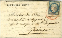 Càd Rouge PARIS SC 10 DEC. 70 / N° 37 (def) Sur Lettre PAR BALLON MONTE Pour Quimper. Au Verso, Càd D'arrivée 20 DEC. 70 - Guerra De 1870