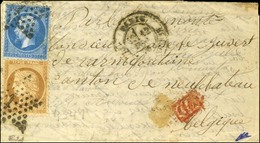 Etoile 1 / N° 22 (Empire Dentelé Réutilisé Frauduleusement) + N° 36 Càd PARIS / PL. DE LA BOURSE 12 DEC. 70 Sur Lettre P - Guerra Del 1870