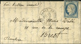 Etoile 3 / N° 37 Càd PARIS / PL. DE LA MADELEINE 18 JANV. 71 Sur Lettre Pour Brest. Au Verso, Càd D'arrivée Date Illisib - War 1870