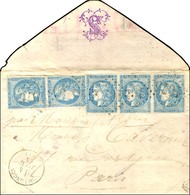 GC 1075 / N° 45 Bande De 3 + Paire Càd T 16 COLLONGES (1) 4 JANV. 71 Sur Boule De Moulins Avec Texte Daté à Collonges Fo - War 1870