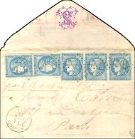 GC 1075 / N° 45 Bande De 3 + Paire Càd T 16 COLLONGES (1) 4 JANV. 71 Sur Boule De Moulins Avec Texte Daté à Collonges Fo - Guerre De 1870