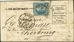 Etoile 17 / N° 29 Càd PARIS / R. DU PONT NEUF 29 JANV. 71 Sur Lettre PAR BALLON MONTE (rayé) Pour Cherbourg Sans Càd D'a - Krieg 1870