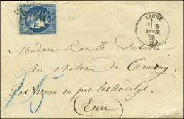 GC 3356 / N° 46 Càd T 16 SEGRE Sur Lettre Adressée Aux Andelys Taxée 25 Au Crayon Bleu. 1871. - TB / SUP. - Covers & Documents