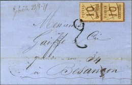 Plume / Alsace N° 5 Paire Marque Manuscrite '' Gebveiler 23 8 71 '' Sur Lettre Pour Besançon, Taxe Tampon 2. - TB. - R. - Covers & Documents