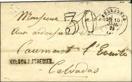 Càd T 17 CHERBOURG 10 JUIL. 71 Taxe 30 DT + Griffe De Censure VU : BON A EXPEDIER Sur Lettre Avec Texte D'un Prisonnier  - War 1870