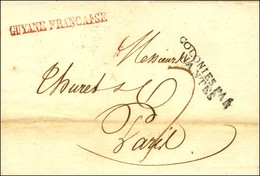 Lettre Avec Texte Daté De Cayenne Le 1er Janvier 1826 Pour Paris. Au Recto, Griffe Rouge GUYANE FRANCAISE Et MP D'entrée - Maritime Post