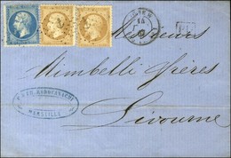 Ancre / N° 21 (2) + 22 Càd LIGNE W / PAQ. FR N° 1 Sur Lettre De Marseille Pour Livourne. 1867. - TB / SUP. - R. - Schiffspost