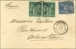 Càd LISBONNE / PAQ.FR. J N° 4 25 NOV. 78 / N° 75 Paire + 90 Sur Lettre Pour Arles. 1ère Pièce Vue. - SUP. - RR. - Poste Maritime