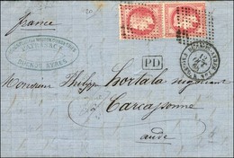 Losange De 144 Points / N° 32 Paire Verticale Càd BUENOS AYRES / PAQ FR K N° 1 Sur Lettre 2 Ports Pour La France. 1868.  - Poste Maritime