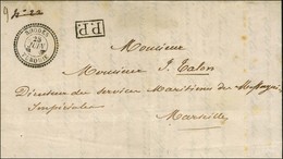 Càd T 22 RHODES / TURQUIE (dateur échoppé) + P.P. Sur Lettre Avec Texte Pour Marseille. 1857. 1ère Pièce Vue. - SUP. - R - Maritieme Post