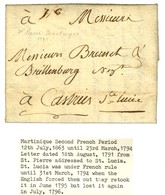 Lettre Avec Texte Daté De St Pierre De La Martinique Le 18 Août 1791 Adressée à Castries (Ste Lucie). - TB / SUP. - R. - Maritime Post