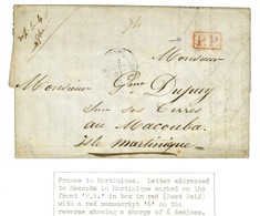 Lettre Avec Texte Daté De Paris Le 3 Août 1841 Pour Macouba. Au Recto, Càd PARIS (60) + P.P. Rouge. - TB. - Maritieme Post