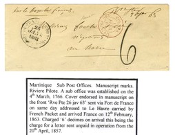 Marque Manuscrite '' Rve Pte 26 Janv. 63 '' (Rivière Pilote) Sur Lettre Pour Le Havre. Au Recto, Grand Càd FORT DE FRANC - Maritieme Post