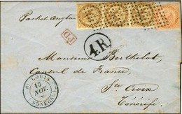 Losange Noir / CG N° 3 Bande De 3 + CG N° 5 Càd ST LOUIS / (SENEGAL) Sur Lettre Pour Ste Croix De Tenerife. A L'arrivée, - Maritieme Post