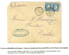 Càd REUNION / ST DENIS / Col. Gen. N° 23 Belles Marges Sur Lettre 2 Ports Pour Nantes Au Tarif UPU. 1882. - TB / SUP. -  - Schiffspost