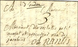 '' D'oudon '' (L. N° 4) Sur Lettre Avec Texte Daté à La Guillardière Le 29 Septembre 1741. - SUP. - 1701-1800: Precursores XVIII