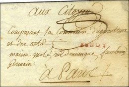 BONDY Rouge Sur Lettre Avec Texte '' Du Raincy '' Adressée En Franchise à Paris. An 3. - TB / SUP. - R. - 1701-1800: Precursores XVIII