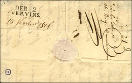 DEB. 2 / VERVINS (26 X 9) Sur Lettre Avec Texte Daté 1815. - SUP. - R. - 1801-1848: Precursors XIX