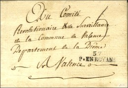 37 / P. EN ROYANS Sur Lettre Avec Texte Daté An 2. - SUP. - R. - 1801-1848: Vorläufer XIX