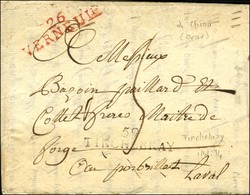 59 / TINCHEBRAY Sur Lettre Avec Texte Daté De Chenu Le 26 Août 1811 Pour Le Port Brillet. Au Recto, Marque Linéaire Roug - 1801-1848: Précurseurs XIX