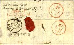 82 / MIRECOURT Sur Lettre Pour Lonjumeau Réexpédiée à Paris. Au Verso, DEB. 72 / LONJUMEAU Rouge Dateur A. 1827. - SUP. - 1801-1848: Précurseurs XIX