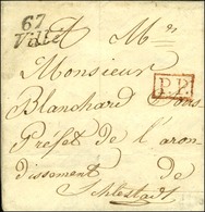 Cursive 67 / Villé + P.P. Rouge Sur Lettre Pour Sélestat. 1836. - SUP. - R. - Autres & Non Classés