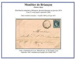 GC 2402 / N° 29 Càd T 23 MONETIER-DE-BRIANCON (4). 1869. - TB / SUP. - R. - Sonstige & Ohne Zuordnung