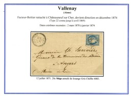 GC 4083 / N° 37 Càd T 23 VALLENAY (17). 1871. Très Rare Avec émission Du Siège. - SUP. - RR. - Sonstige & Ohne Zuordnung