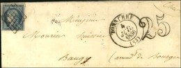 Grille / N° 4 Belles Marges Càd T 13 TONNERRE (83) Sur Lettre Insuffisamment Affranchie Taxée 25 Double Trait. 1850. - T - Sonstige & Ohne Zuordnung