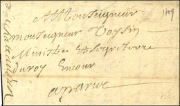 '' Chateaudun '' + '' En Cour '' Sur Lettre Avec Texte Daté De Châteaudun 1709. - TB / SUP. - RR. - Lettres Civiles En Franchise