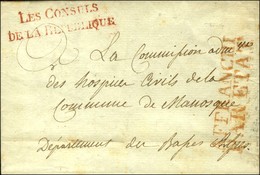 LES CONSULS / DE LA REPUBLIQUE (rouge) (S N° 1081) Sur Lettre Avec Texte Daté An 8. - SUP. - Lettres Civiles En Franchise