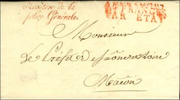 ' Ministère De La / Police Générale ' Rouge Sur Lettre Avec Texte Daté Du 3 Juillet 1815 (période Intermédiaire Du 22 Ju - Lettres Civiles En Franchise