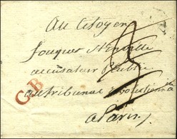 C.B. Rouge (Bicêtre : S N° 9500) Sur Lettre Avec Texte Daté De Paris Le 21 Pluviôse An 2 Passée Par La Poste Et Adressée - 1701-1800: Précurseurs XVIII