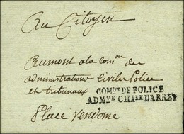 COMon DE POLICE / ADMve CHBre D'ARRET (S N° 9575) Au Recto D'une Lettre Avec Texte Daté Du 7 Fructidor An 3. - SUP. - RR - 1701-1800: Precursores XVIII