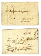 Lot De 2 Lettres : 113 / PESCIA Rouge Sur Lettre En Franchise 1812 Et Idem Taxée 1814. - TB / SUP. - 1792-1815 : Departamentos Conquistados