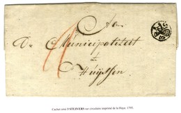 Cachet Orné 3 STUIVERS Sur Circulaire Complète Imprimée De La Haye Datée 1795. - SUP. - R. - Sammlungen