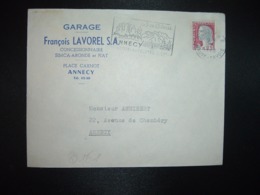 LETTRE TP M. DE DECARIS 0,25 OBL.MEC.1-6 1962 ANNECY RP HAUTE-SAVOIE (74) GARAGE François LAVOREL + SIMCA ARONDE FIAT - Altri & Non Classificati