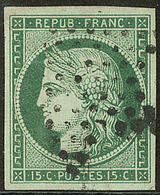 No 2b, Vert Foncé, Obl étoile, Jolie Pièce. - TB. - R - 1849-1850 Cérès