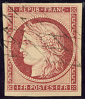 No 6a, Carmin Foncé, Obl Grille Sans Fin, Jolie Pièce. - TB. - R - 1849-1850 Cérès