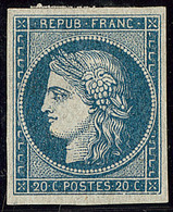 (*) Non émis. No 8b, Bleu Sur Azuré, Nuance Très Foncée, Superbe. - R - 1849-1850 Cérès