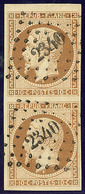 No 9a, Paire Verticale Petit Bdf, Obl Pc 2340. - TB - 1852 Louis-Napoleon