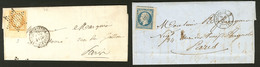 Lettre. Nos 10 Bdf + Deux Voisins, 13A Cdf, Sur Deux Lettres, Ex Choisi. - TB - 1852 Luigi-Napoleone