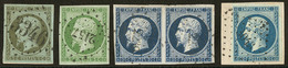 Nos 11a, 12, 14Ab Paire, 14Ba Sur Support, Ex Choisis. - TB - 1853-1860 Napoléon III.