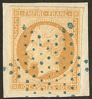 No 13Aa, Jaune Citron, Obl étoile Bleue, Ex Choisi. - TB - 1853-1860 Napoléon III