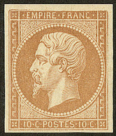 ** No 13Ac, Bistre-brun, Avec Variété D'impression Cadre Absent En Haut, Superbe. - R - 1853-1860 Napoléon III.