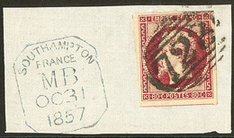 No 17A, Un Voisin, Obl Gc Anglais 723, à Côté Cad Southampton 31.10.57, Sur Petit Fragment. - TB (cote Maury 2009) - 1853-1860 Napoléon III.