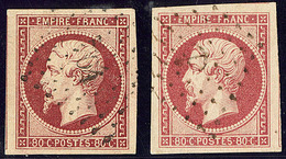 Nos 17A, 17B Deux Voisins Et Obl Ancre. - TB - 1853-1860 Napoléon III.