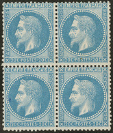 ** No 29B, Bleu, Bloc De Quatre (deux Ex *), Très Frais. - TB - 1863-1870 Napoléon III Lauré