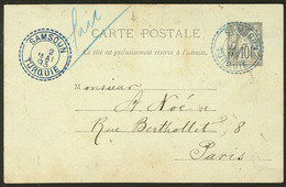 Lettre. Samsoun. CP Entier 10c, Obl Cad Bleu De Mai 93, Pour Paris. - TB - Altri & Non Classificati